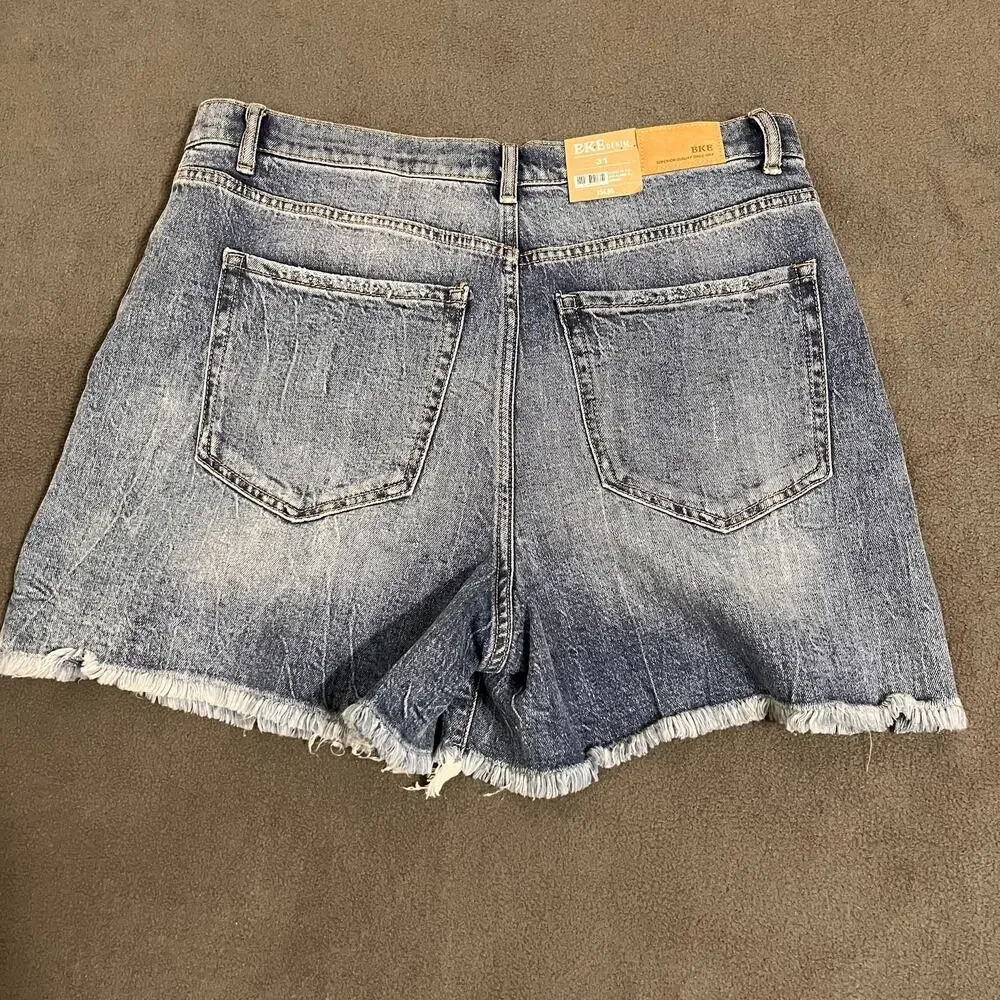 BKE Denim Parker High Rise Shorts Size 31 Jean Distressed Raw Hem Cowgirl NWT